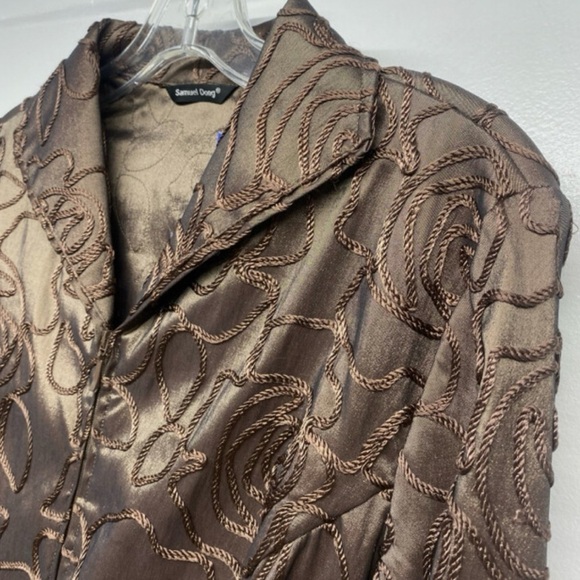 Vintage textured Samuel Dong jacket xl rope embroidered brown Cafe floral - Picture 2 of 5